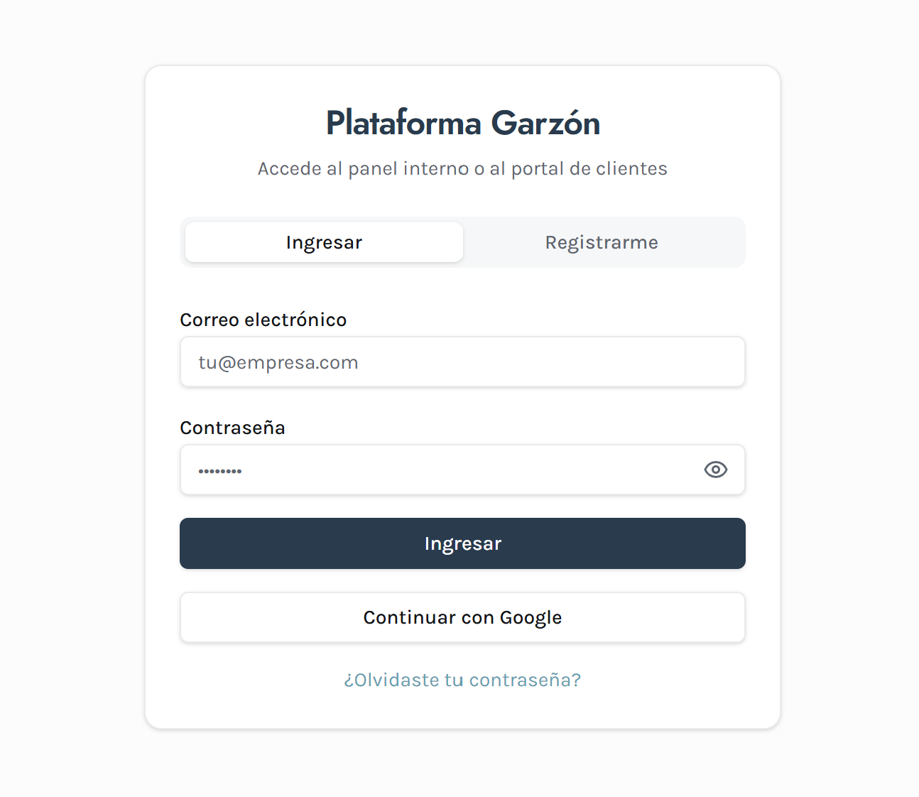 Garzón Asesores Empresariales — Acceso a plataforma